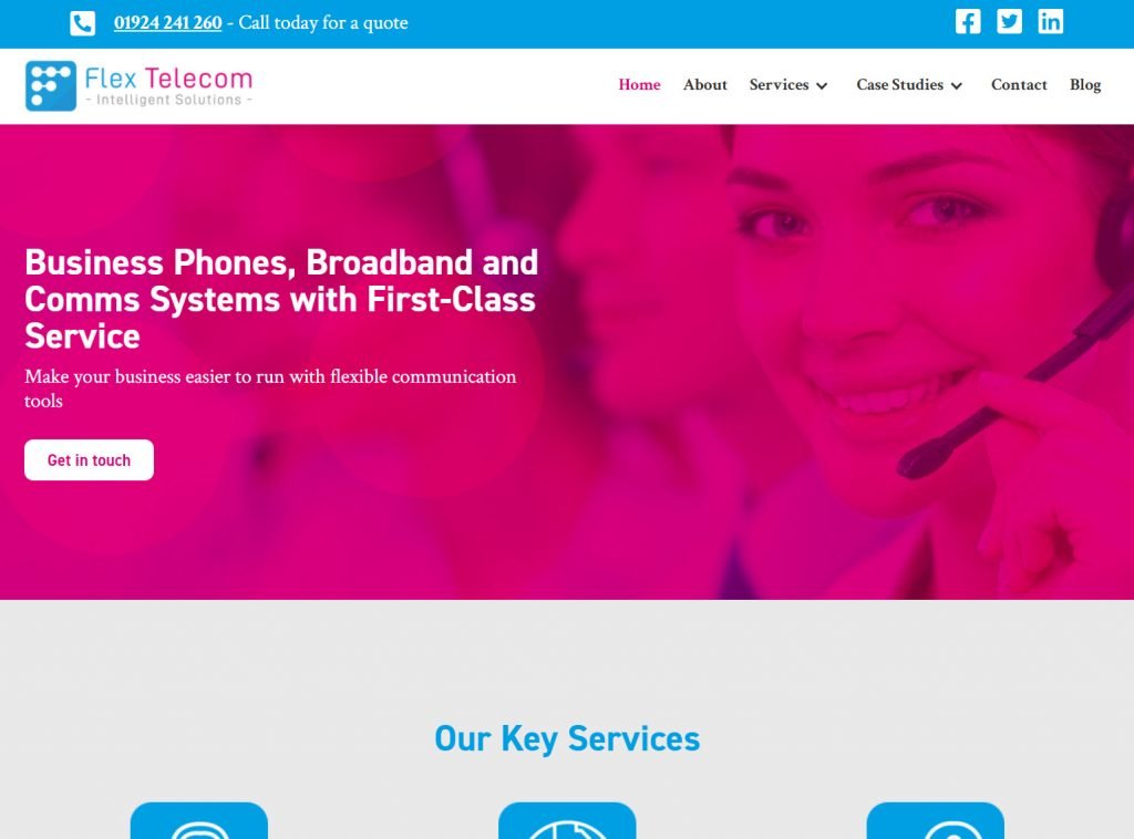 Flex Telecom website screenshot