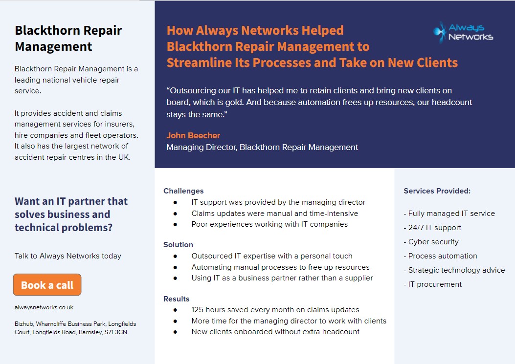 Case study for an IT managed services provider
