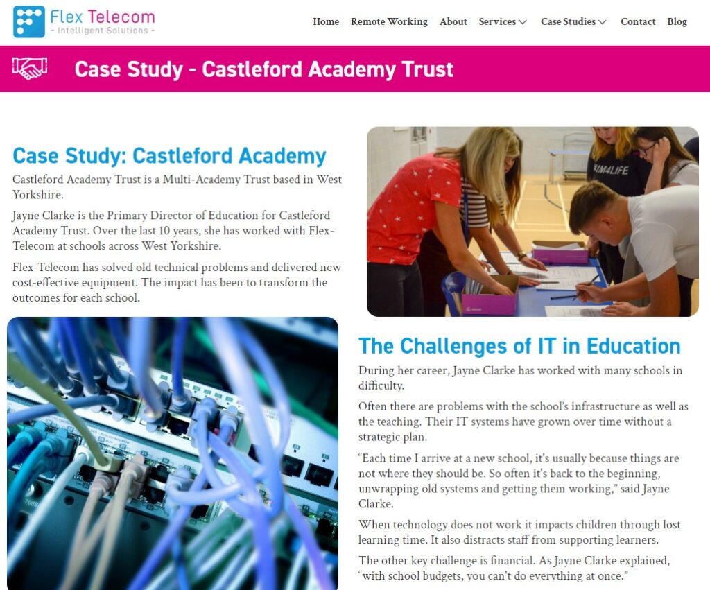 Case study for Flex-Telecom about their IT and technology for schools