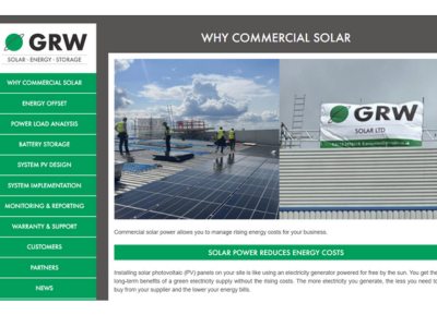 grw solar panel commercial installer website screenshot
